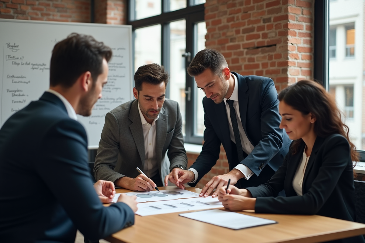 Groupe de professionnels discutant autour d une table de travail