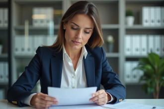 Femme d'affaires confiante en réunion professionnelle
