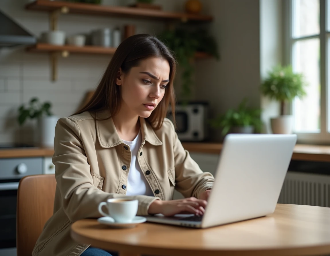 Femme consultant en ligne la liste des magasins GiFi concernés par des fermetures