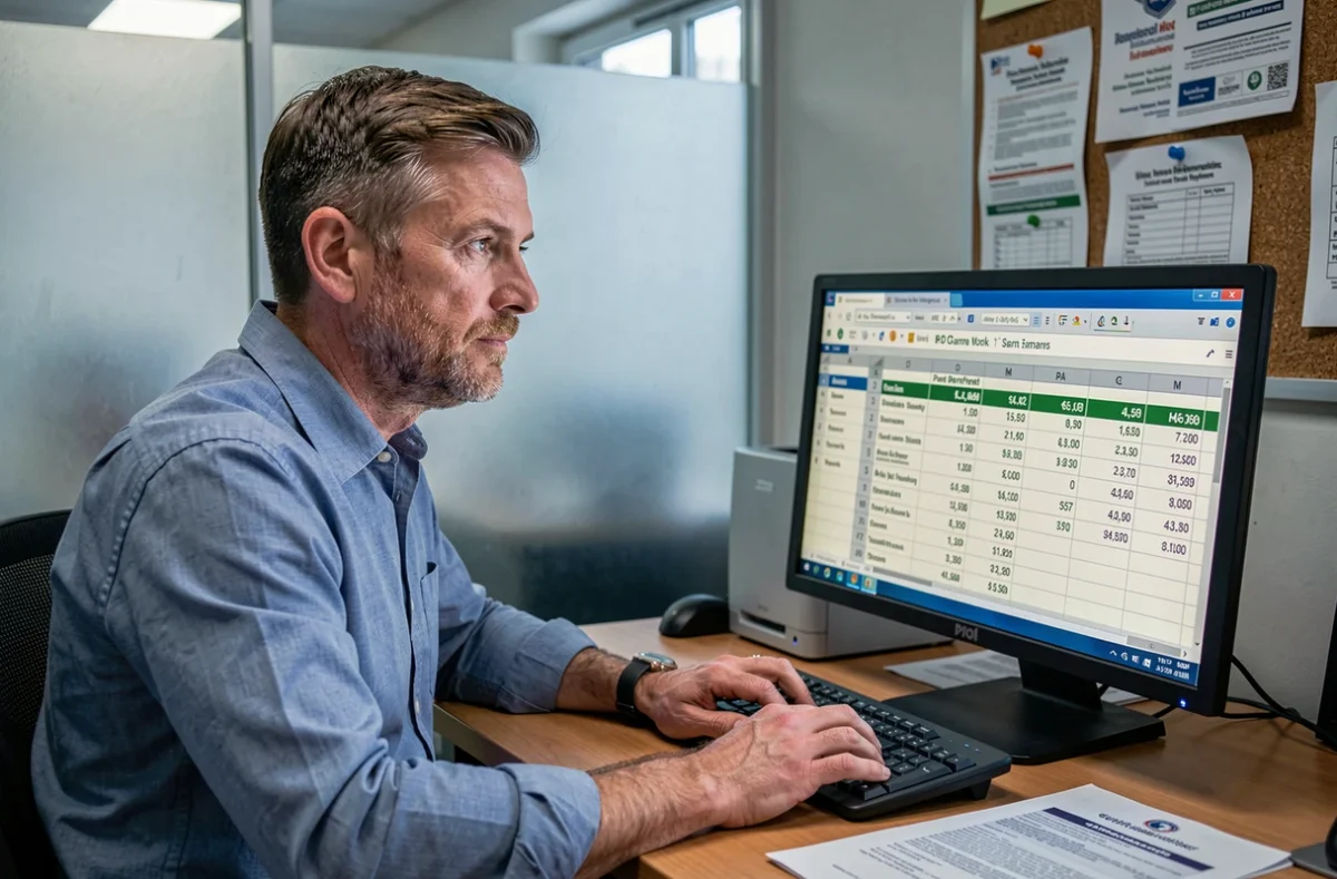 Gestionnaire administratif consultant un tableau de calcul de salaire temps partiel pour l'Éducation Nationale