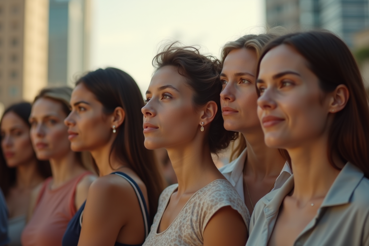 Groupe divers d'amis dans un cadre urbain ensoleille