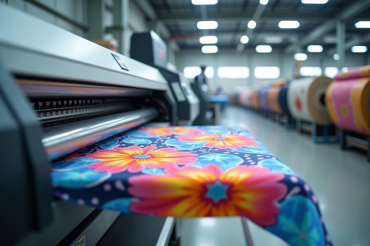 Machine d impression textile moderne dans un atelier lumineux